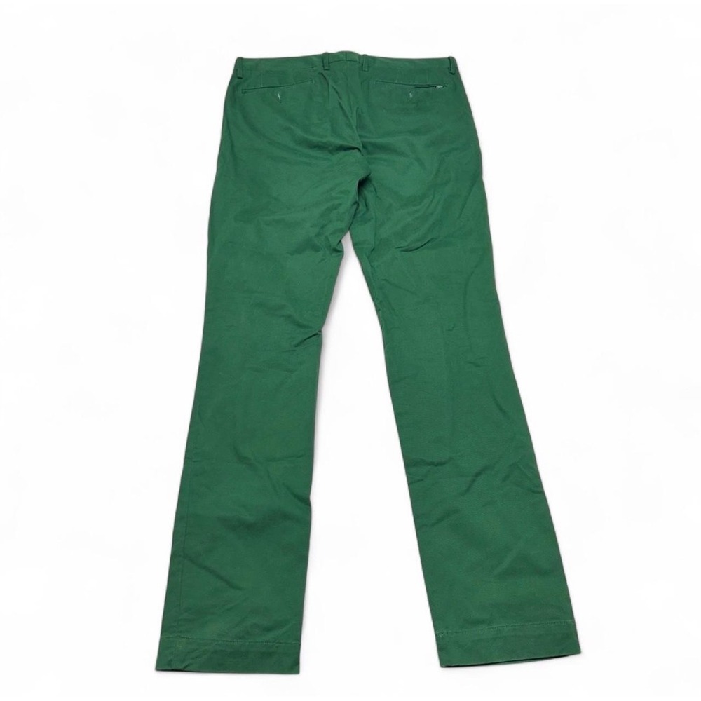 Polo Ralph Lauren Mens Slim Stretch Chinos Green Cotton Trousers 32x34 - Picture 2 of 10